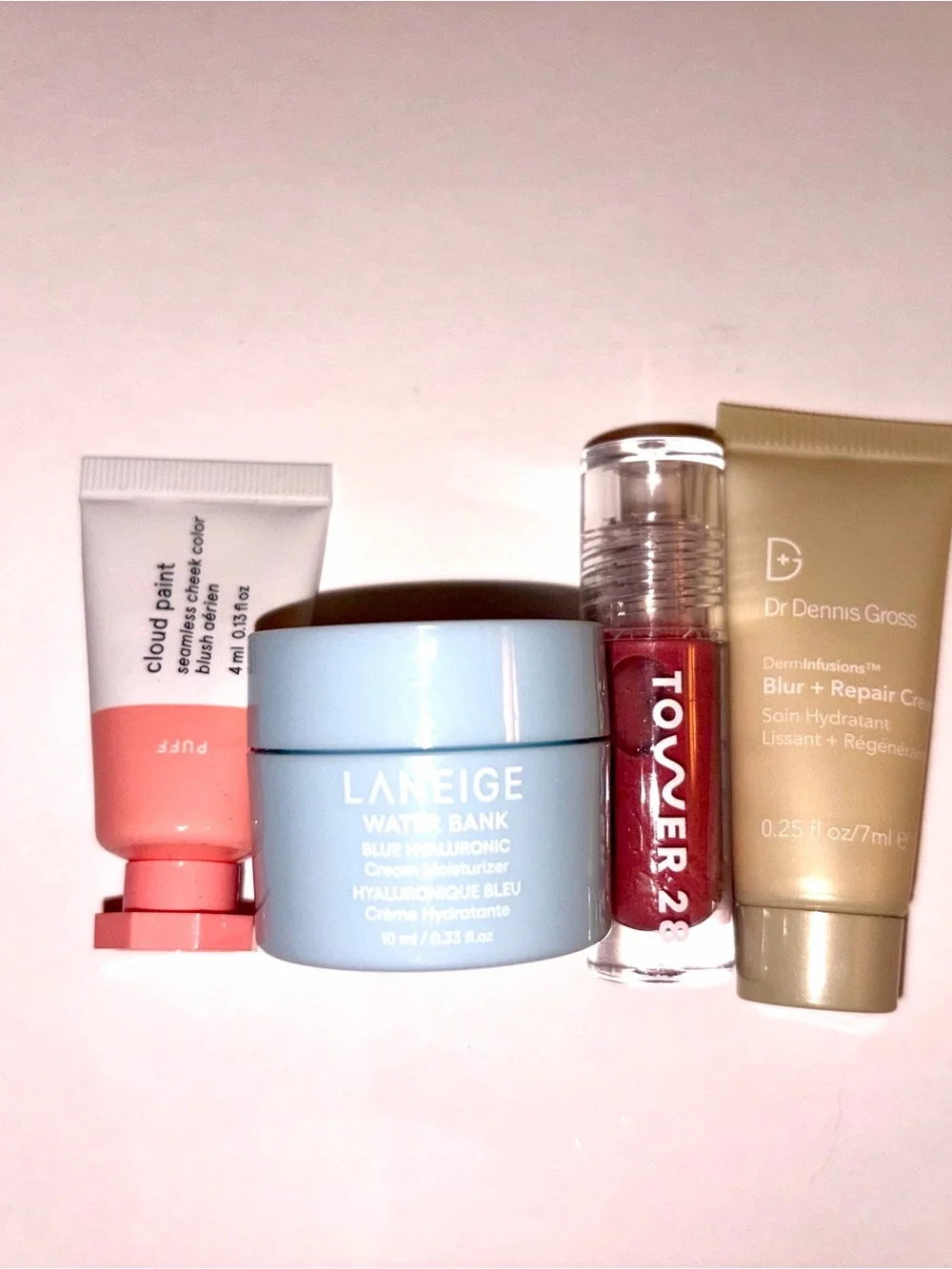 4 PC Skincare & Makeup Bundle: Tower 28, Glossier, Dr Dennis Gross, Laneige